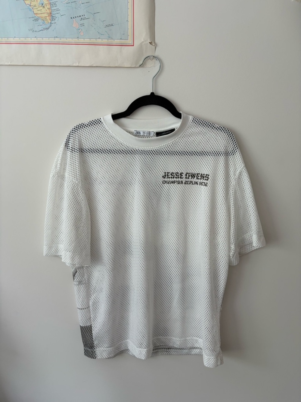 Jesse Owens White Mesh Short-Sleeve Shirt
